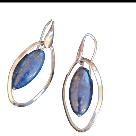 Milor Vintage Blue Lapis Lazuli Style Dangle Earrings - Picture 8 of 9